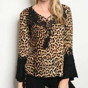 TAUPE ANIMAL PRINT TOP